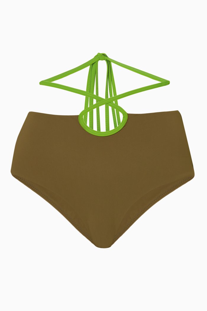 

Looped Tie High Bikini Brief, Brown