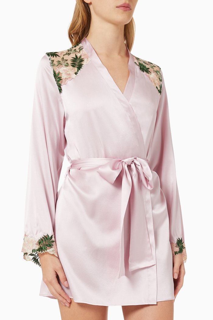 

Chelsea Short Robe in Silk, Pink