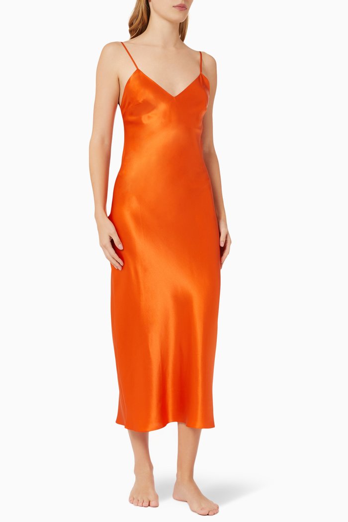 

Sophia Midi Slip Dress in Silk, Metallic