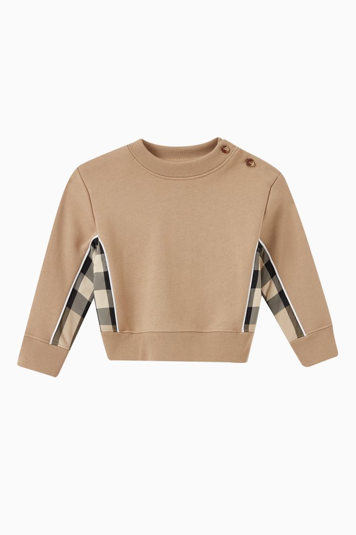 

Check Panel Sweatshirt in Cotton, Neutral