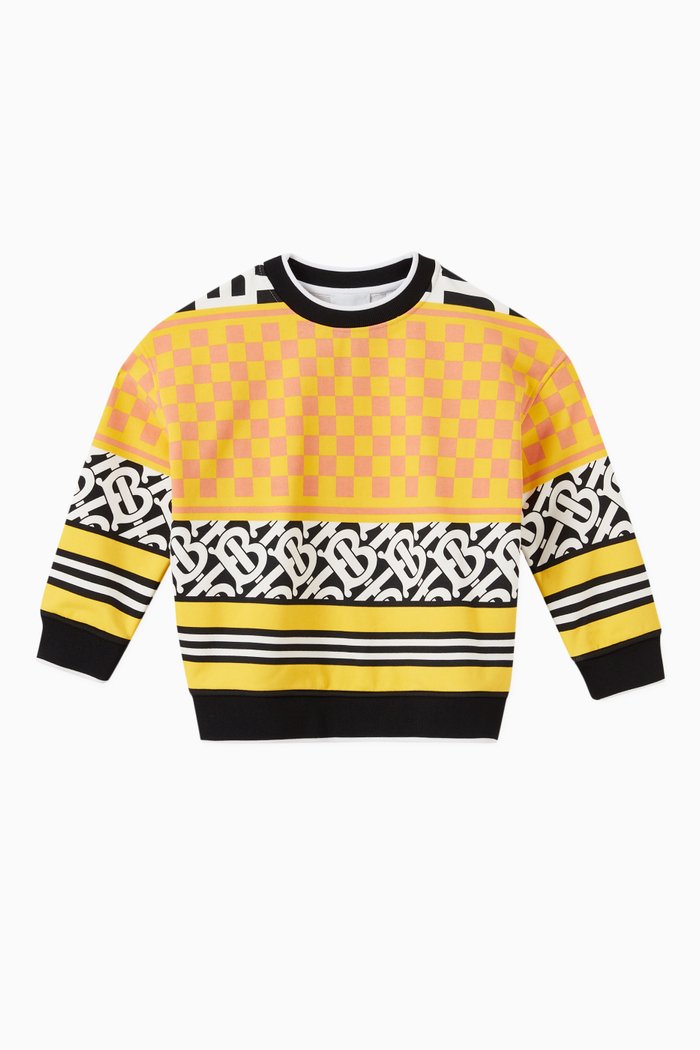 

Checkerboard Montage Print Sweatshirt in Cotton, Yellow