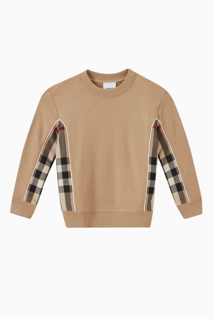 

Check Panel Sweatshirt in Cotton, Neutral