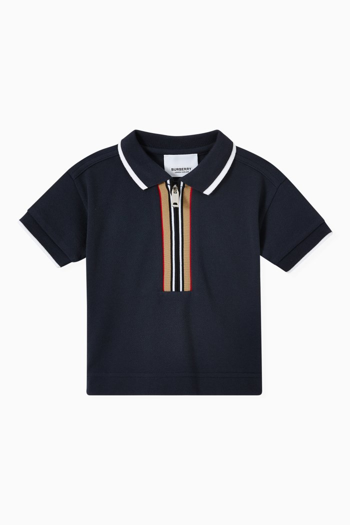 

Icon Stripe Polo Shirt in Cotton, Blue