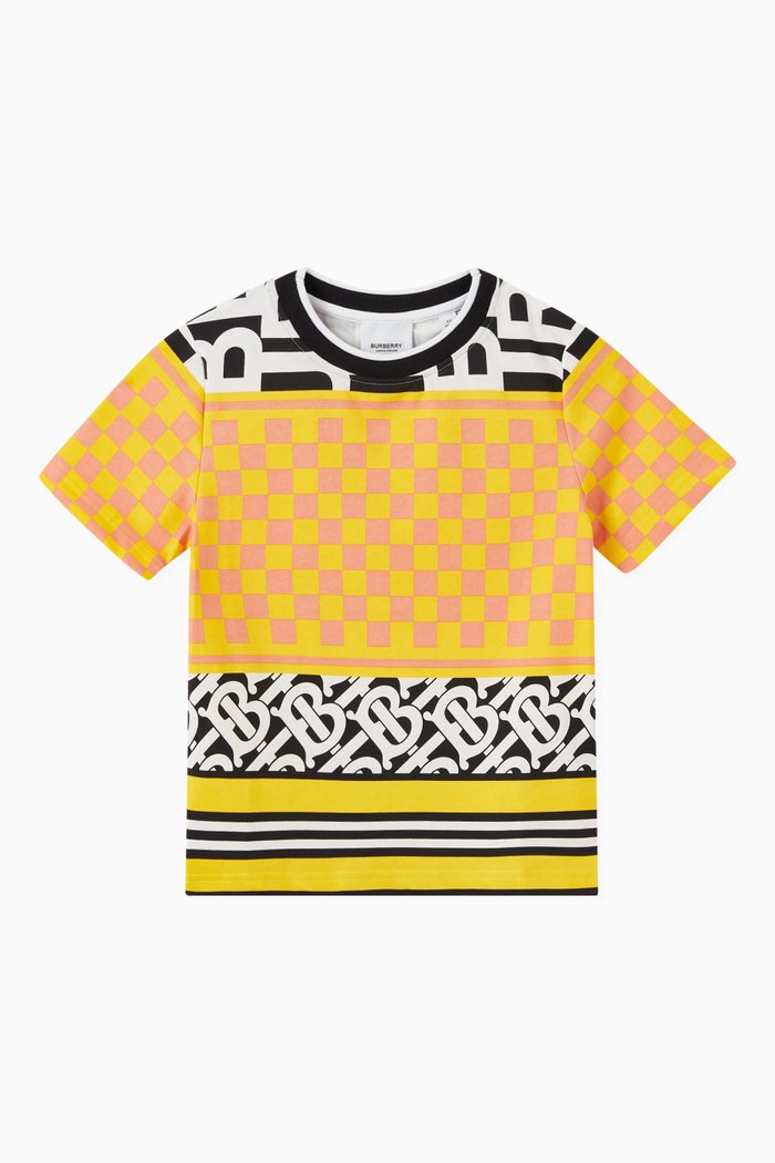 

Checkerboard Montage Print T-shirt in Cotton, Yellow