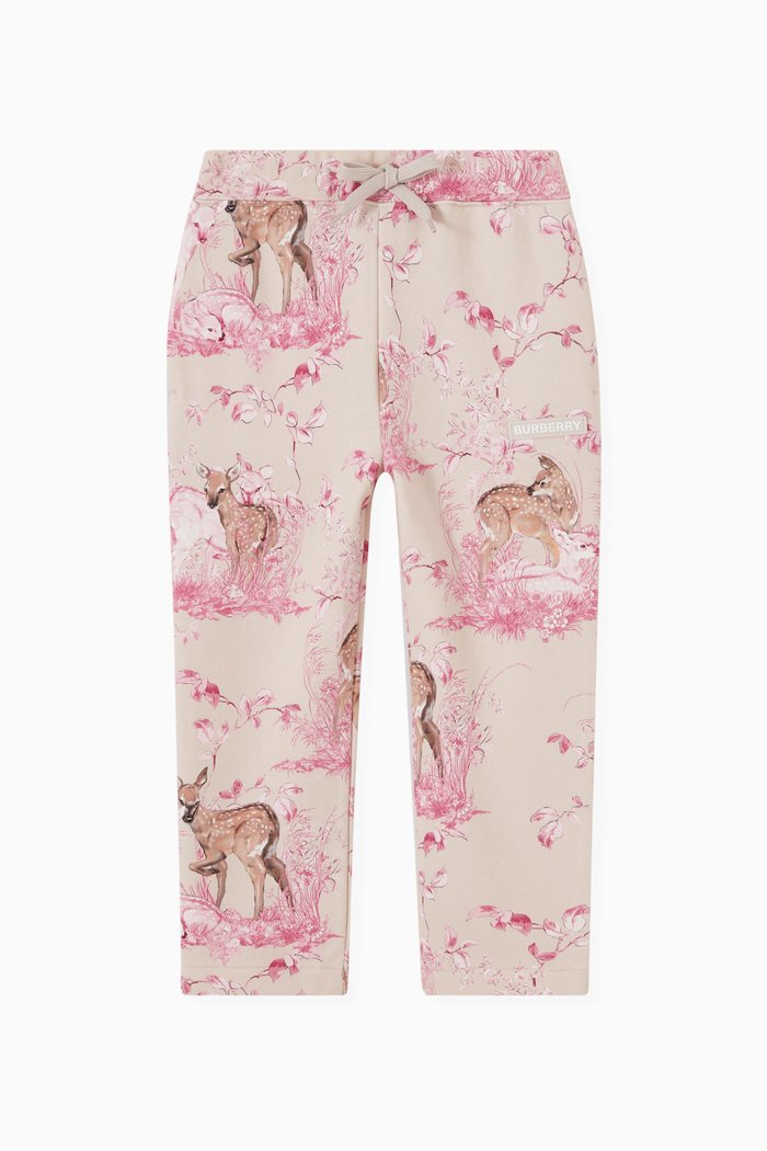 

Deer Print Joggers in Cotton, Pink