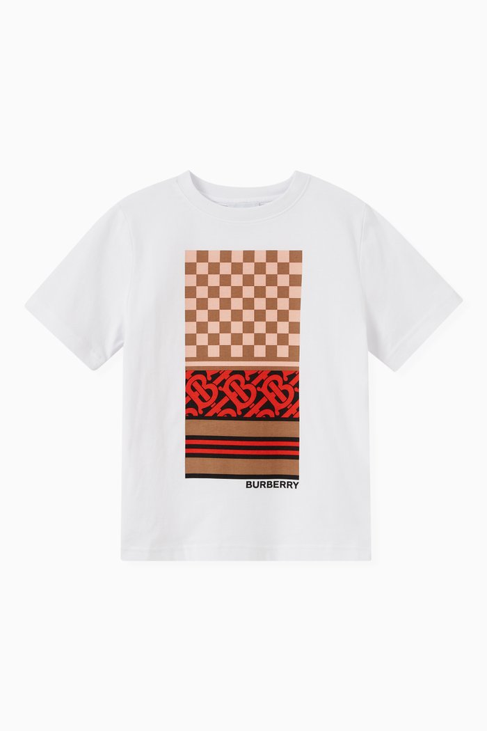 

Checkerboard Montage Print T-shirt in Cotton, White