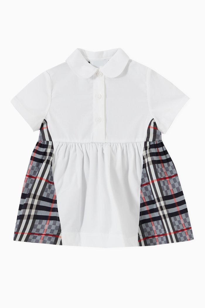 Mitsie Chequerboard Panel Polo Shirt Dress in Cotton, Multicolour