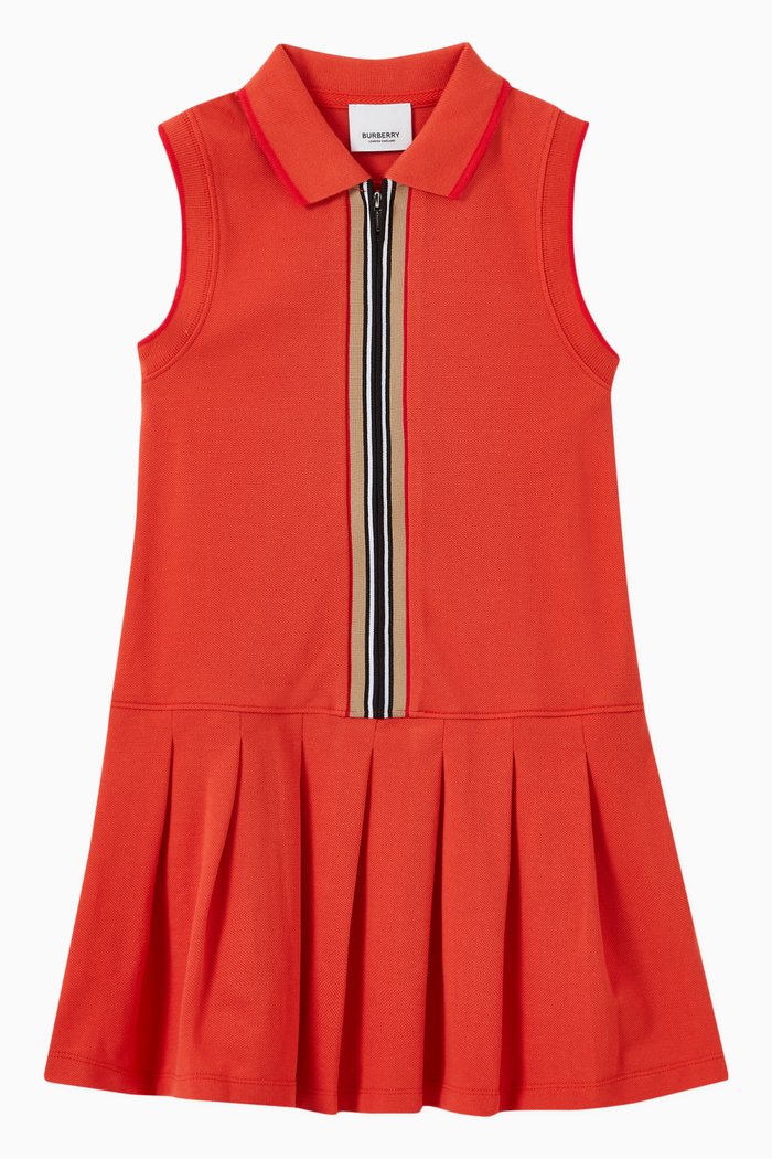 

Martina Icon Stripe Detail Zip-front Polo Dress in Cotton, Red