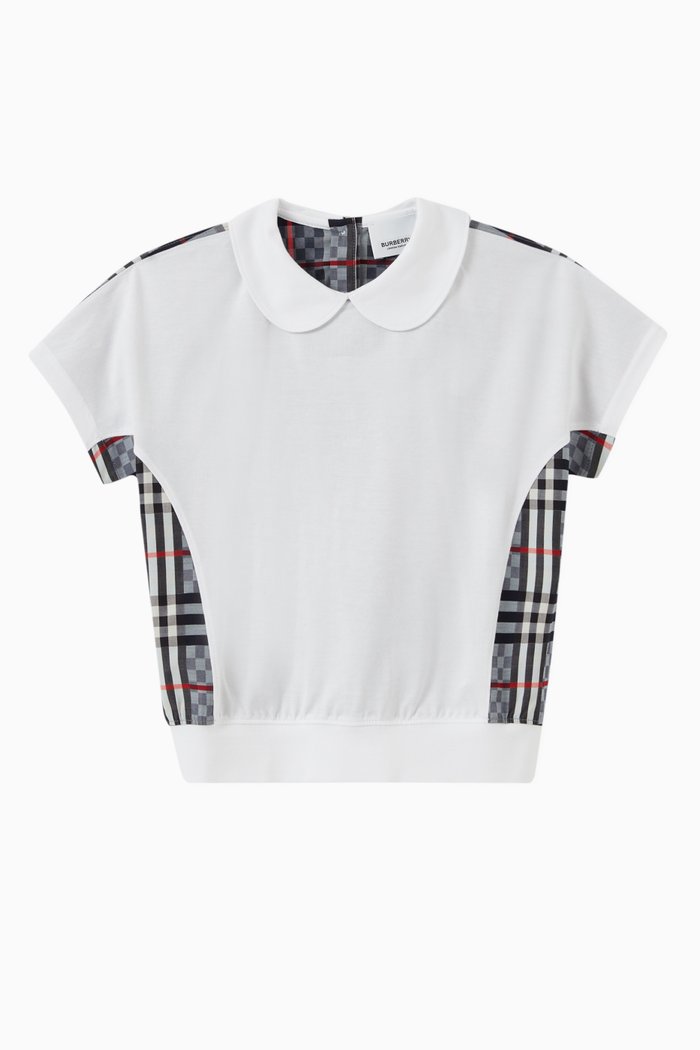 

Deanne Chequerboard Panel T-shirt in Cotton, White