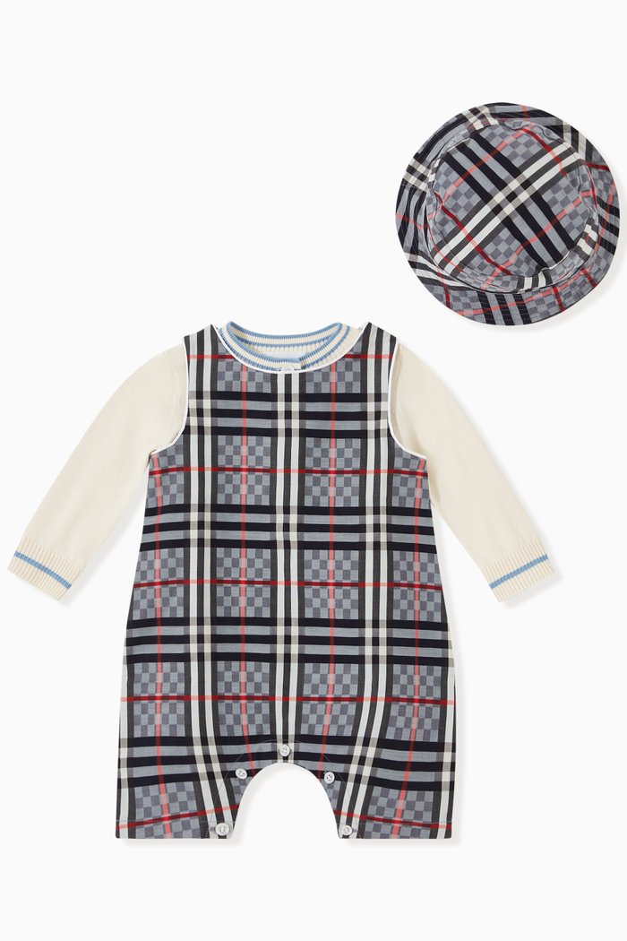 

Chequerboard Bodysuit Gift Set in Cotton, Multicolour