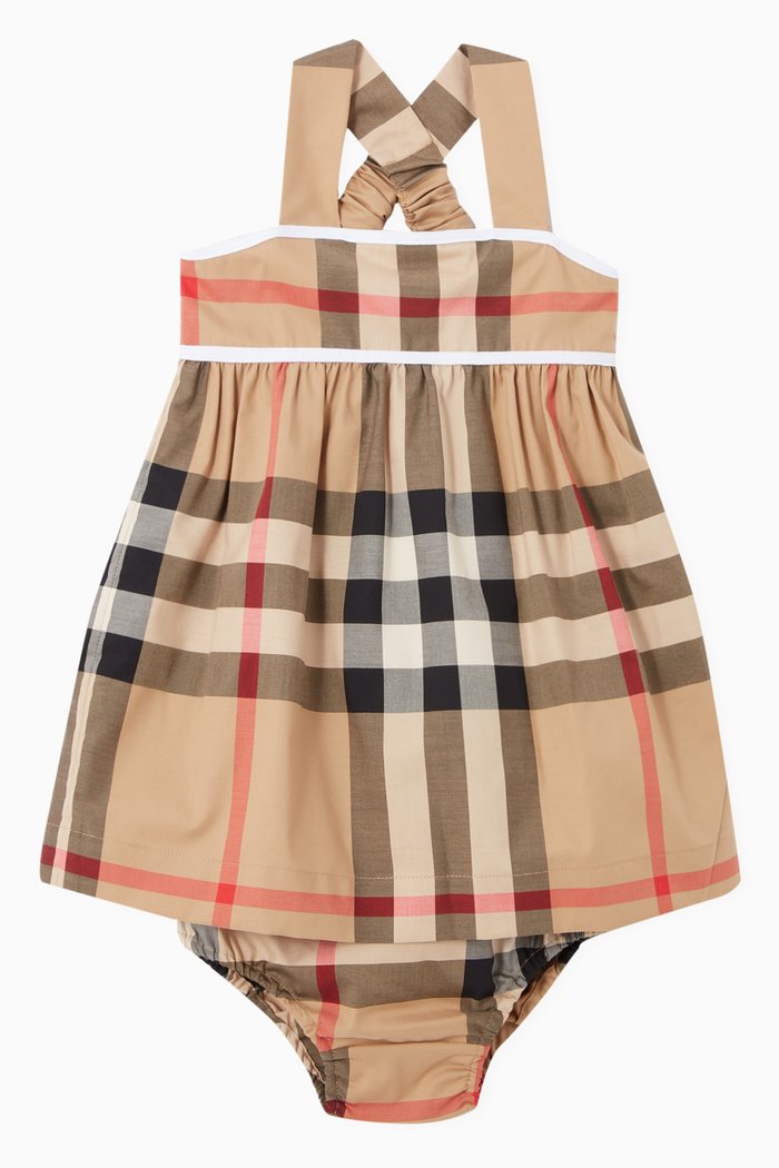 

Miri Vintage Check Dress and Bloomers, Set of Two, Neutral