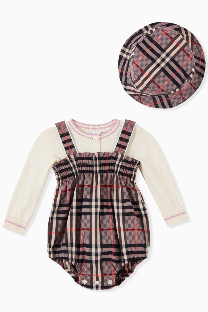

Julie Chequerboard Bodysuit Gift Set in Cotton, Multicolour