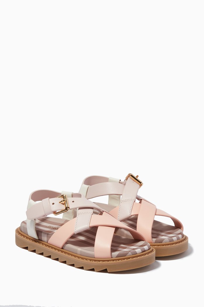 

Vintage Check Jane Sandals in Leather, Pink