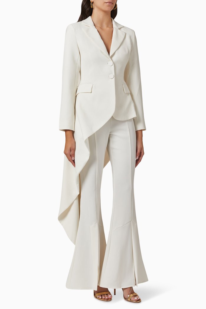 

Asymmetric Blazer & Pants Set, Neutral