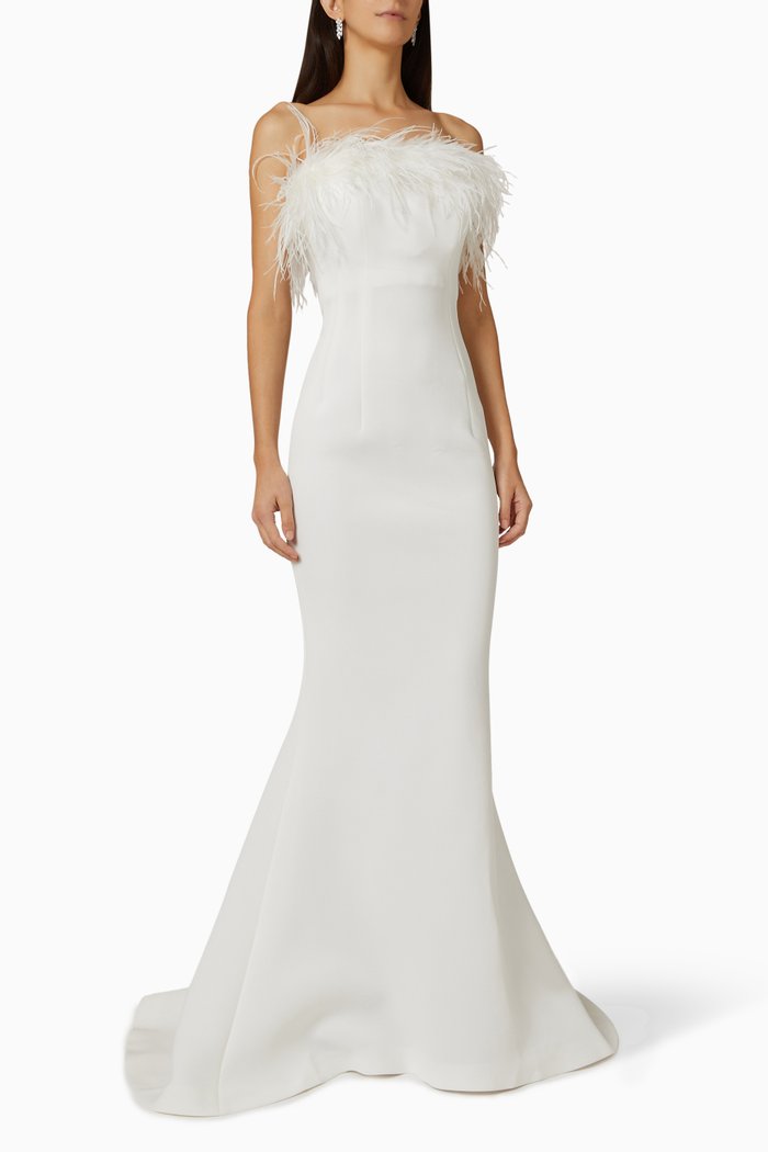 

Strapless Evening Gown in Neoprene, White