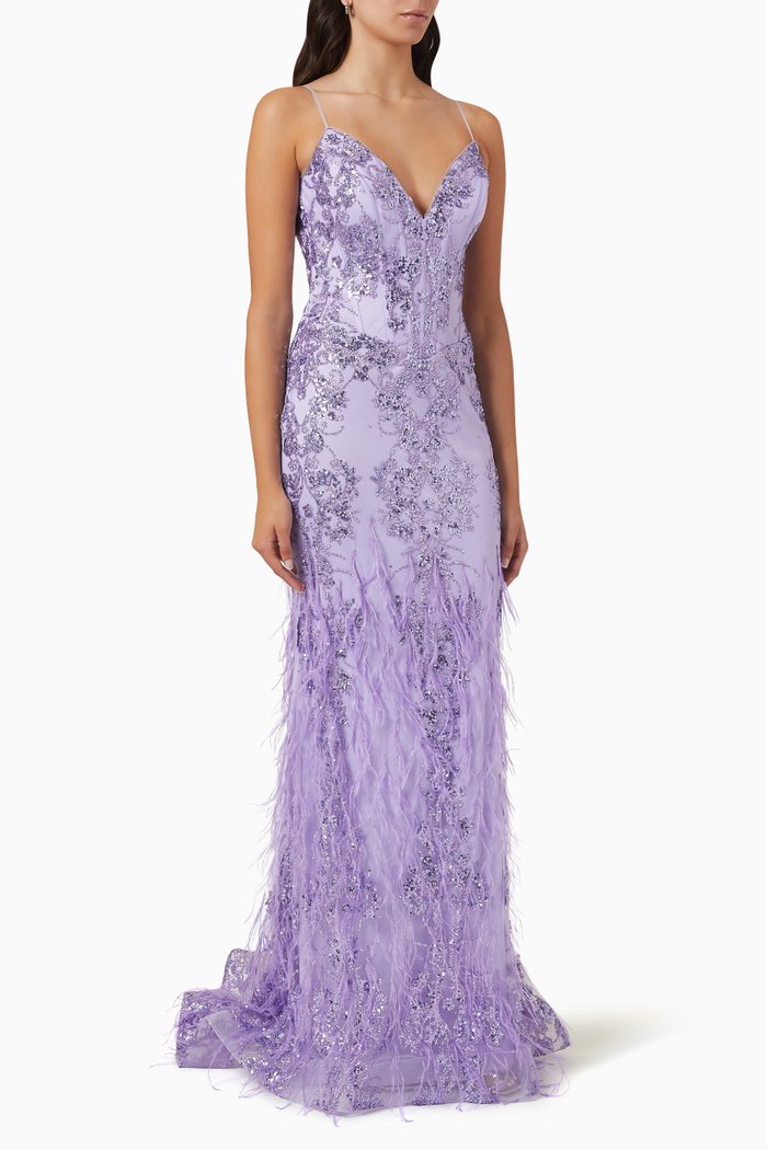 

Embellished Corset Gown, Purple