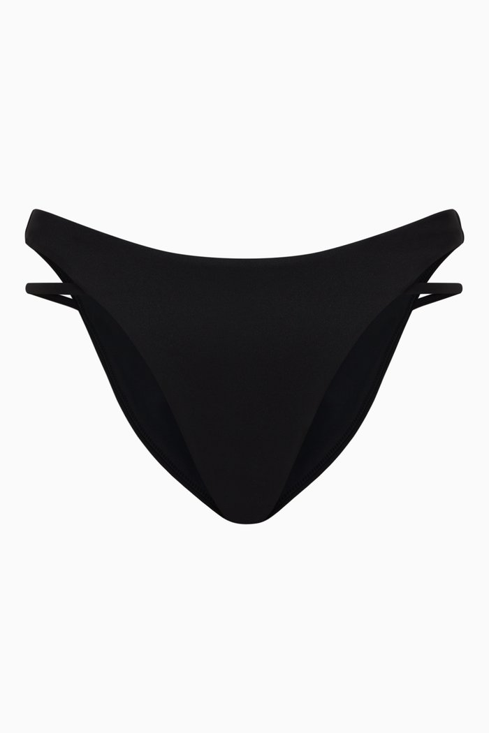 

Xela Strappy Peek-a-Boo String Bikini Bottom, Black