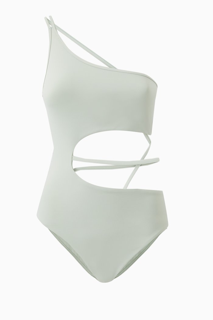 

Stormi Strappy Solid One Piece Swimsuit, Grey