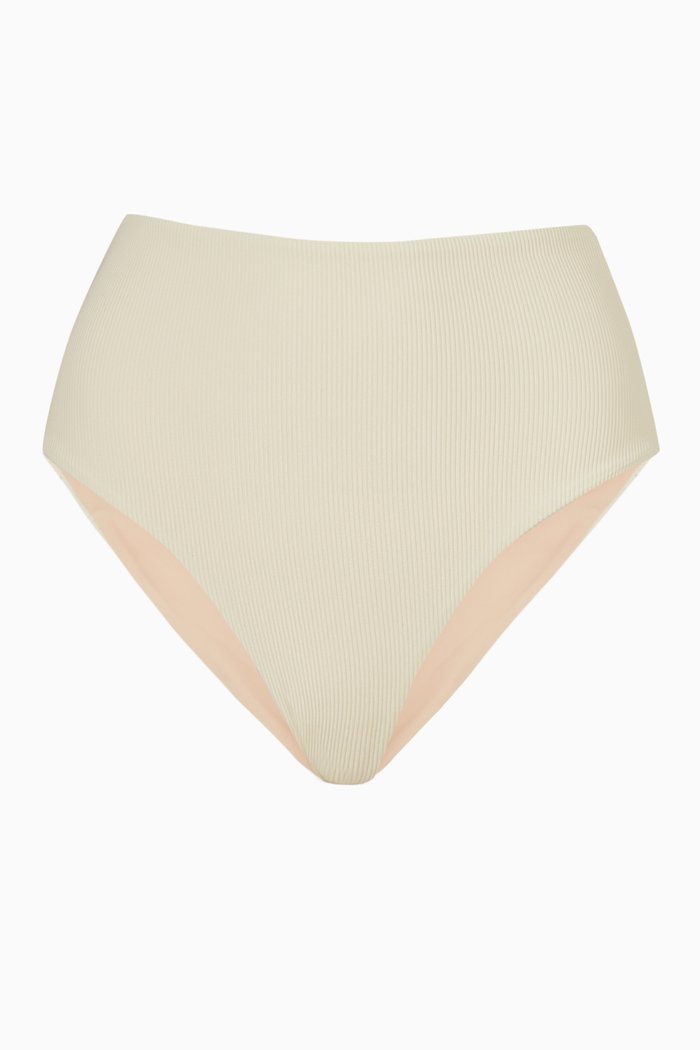 

Bound Bikini Bottoms in Ribbed Fabric, Neutral