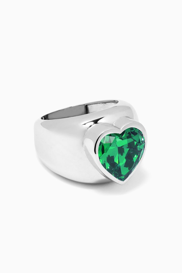 I Have a Big Heart Ring in Sterling Silver, Green