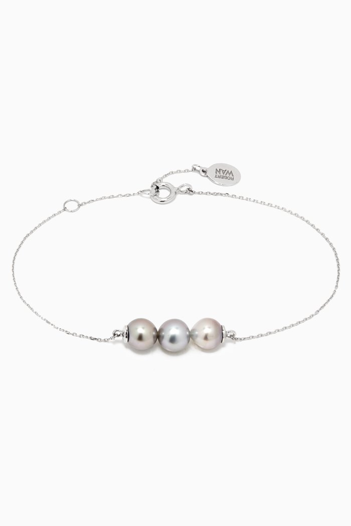 

My First Three Pearls Bracelet in 18kt White Gold, Silver