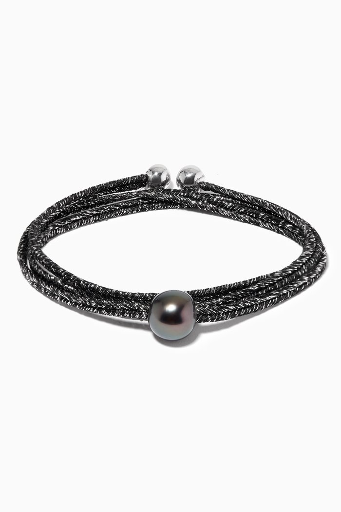 

Pearl Long Strap Bracelet, Black