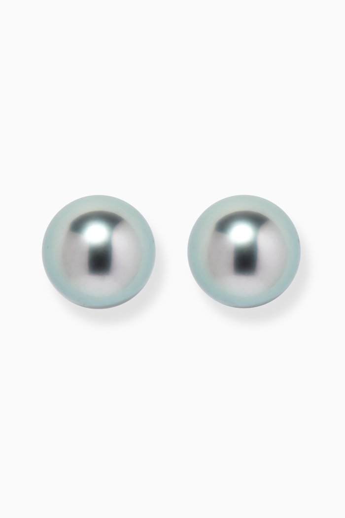 

Akila Tahitian Pearl Stud Earring in 18kt White Gold, Silver