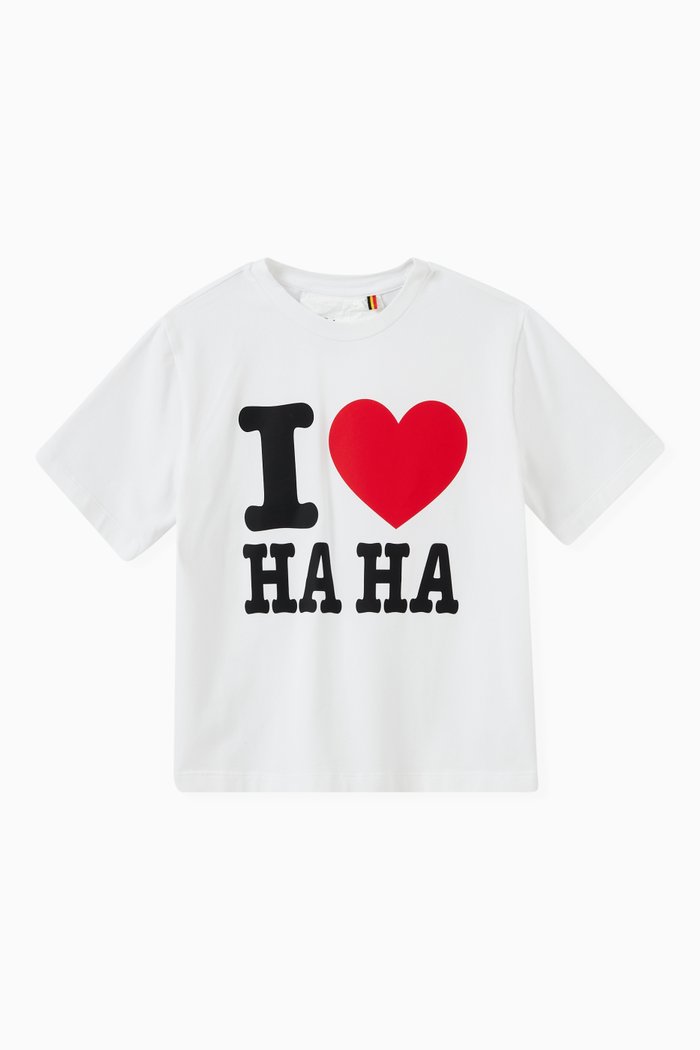

Haha Print T-shirt in Cotton, White