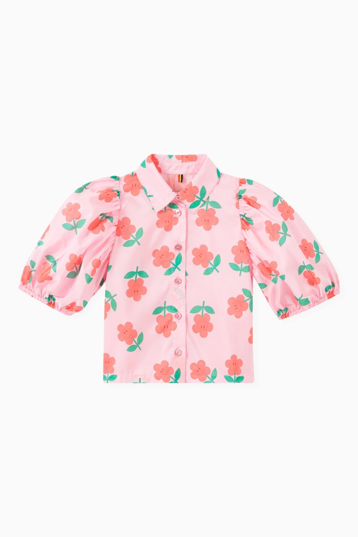 Floral Puff Sleeve Blouse, Pink