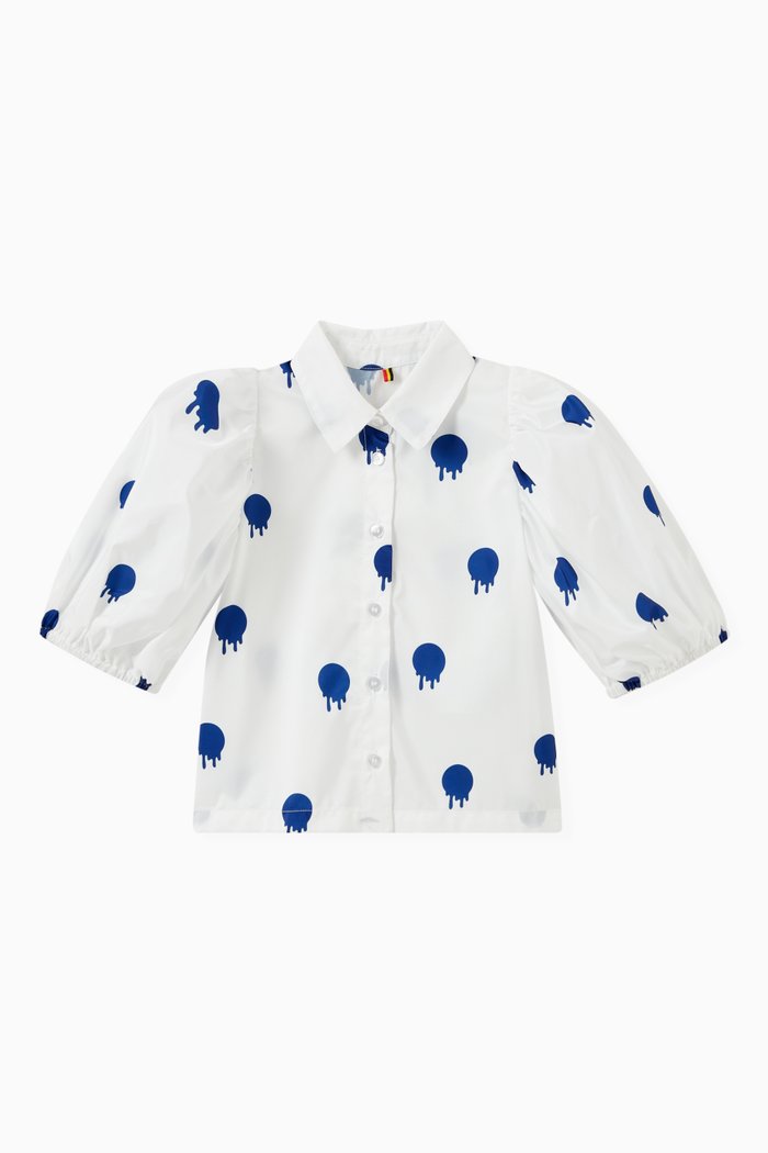 

Drippy Puff Sleeve Blouse, White