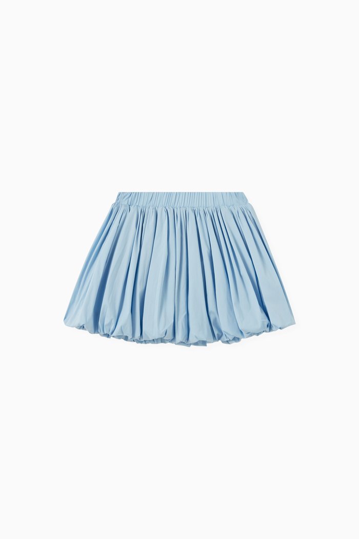 Pleated Flare Skirt in Cotton, Blue