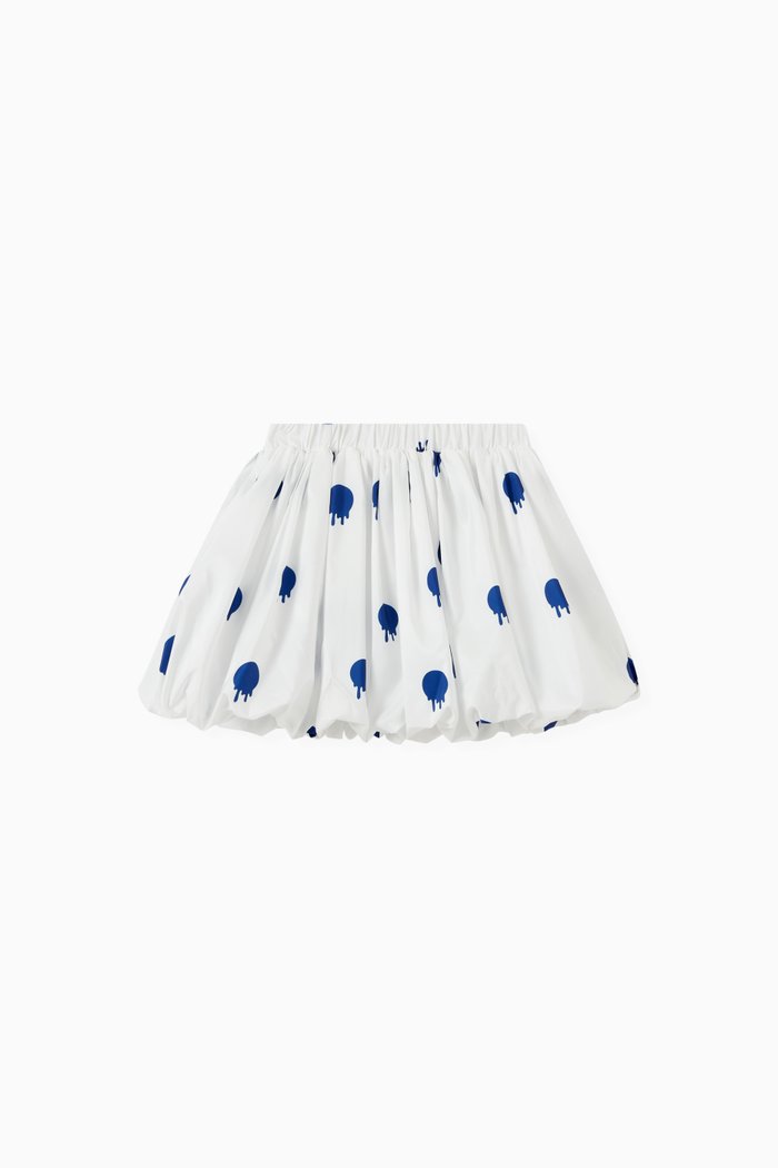 

Drippy Print Pleated Skirt, White