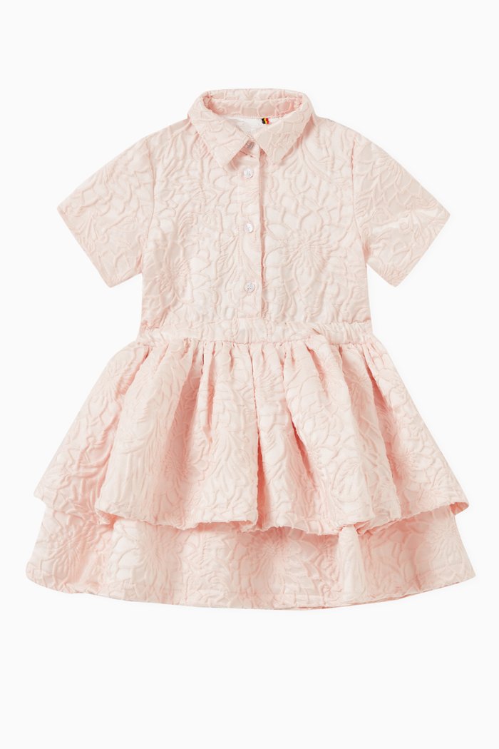 

Embossed Flower Dress in Jacquard, Pink