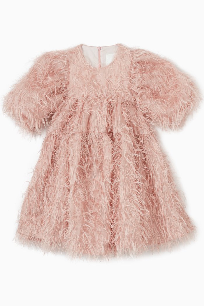 

Haha Print Puff Sleeve Dress, Pink