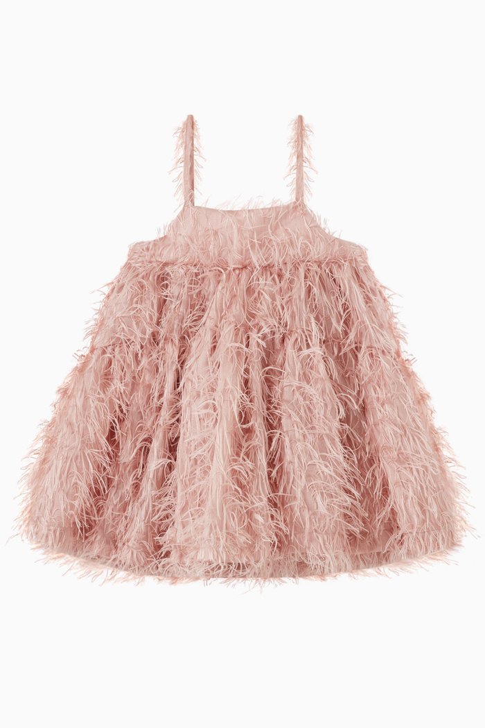 

Feather Tier Dress, Pink