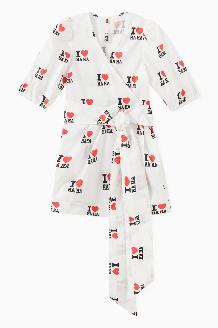

Haha Print Kimono Dress, White