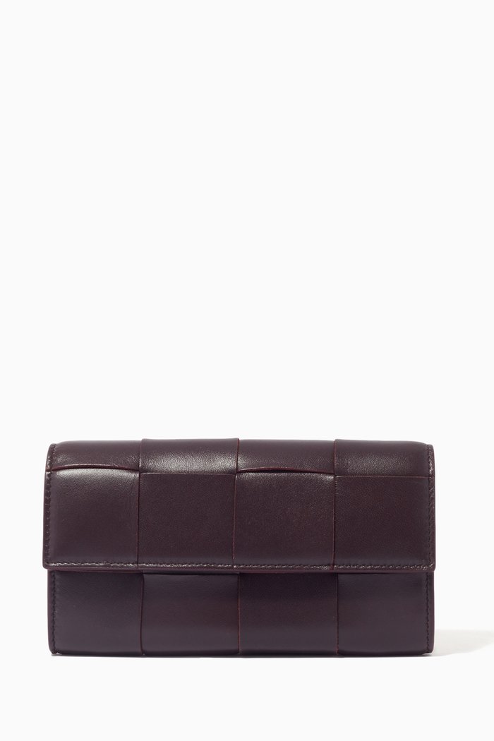 

Flap Wallet in Intrecciato Nappa, Purple