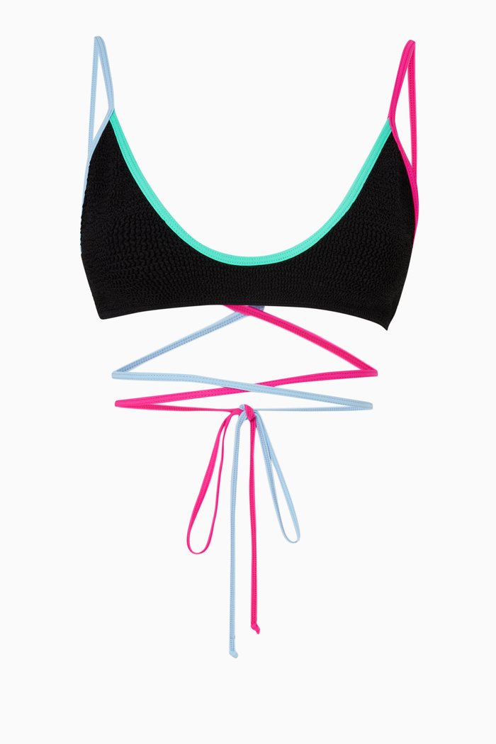 

Vale Crop Bikini Top in Eco Nylon, Black