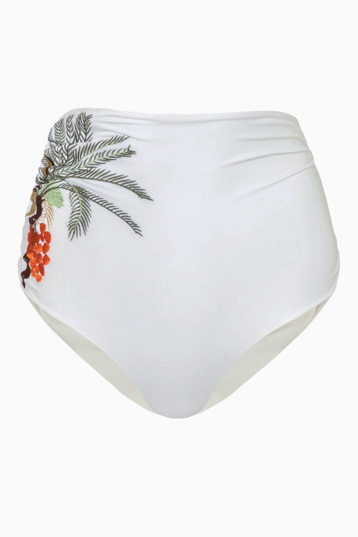 

Victoria Vintage Embroidered Bikini Bottoms, White