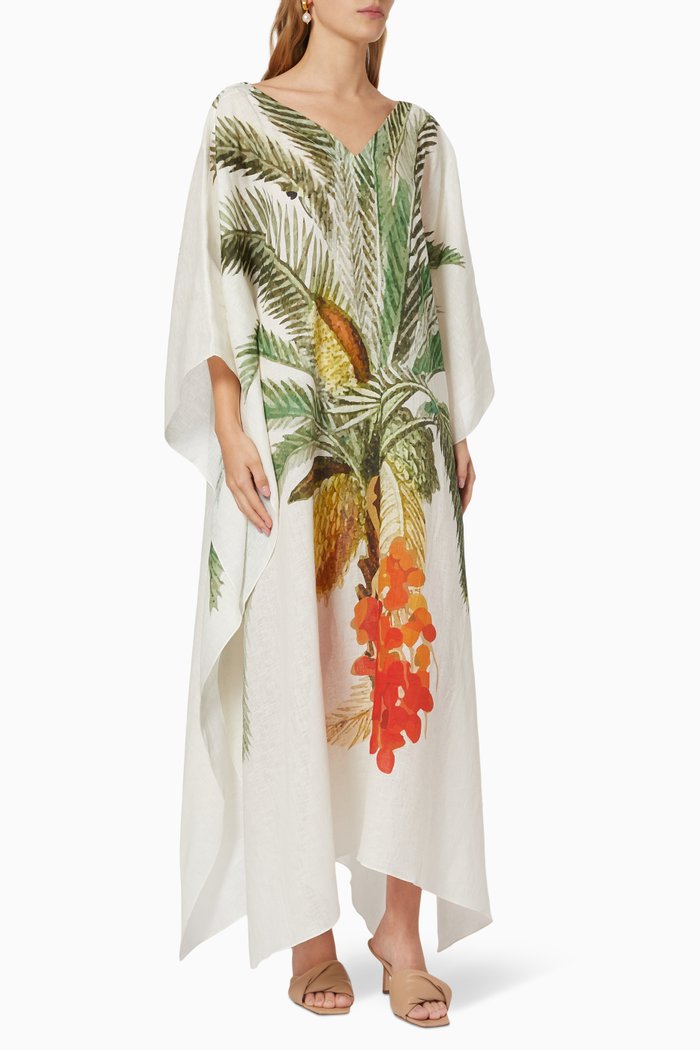 

Morena Midi Kaftan in Linen, White