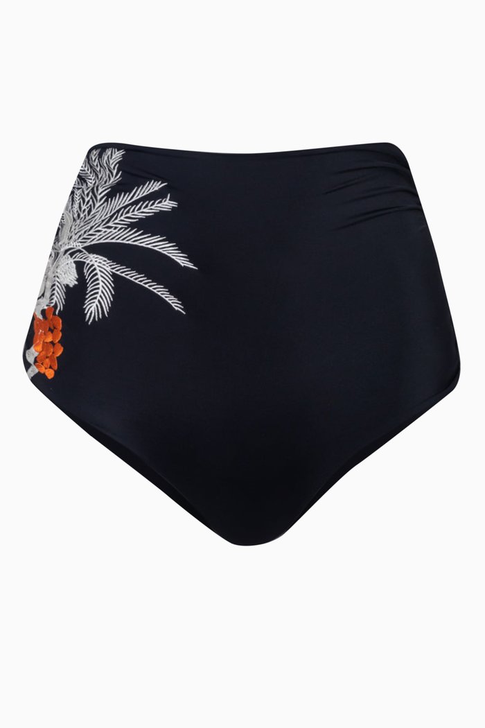 

Victoria Vintage Embroidered Bikini Bottoms, Black