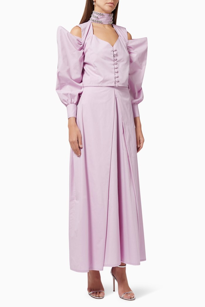 

Crop Top & Pants Set in Linen, Purple