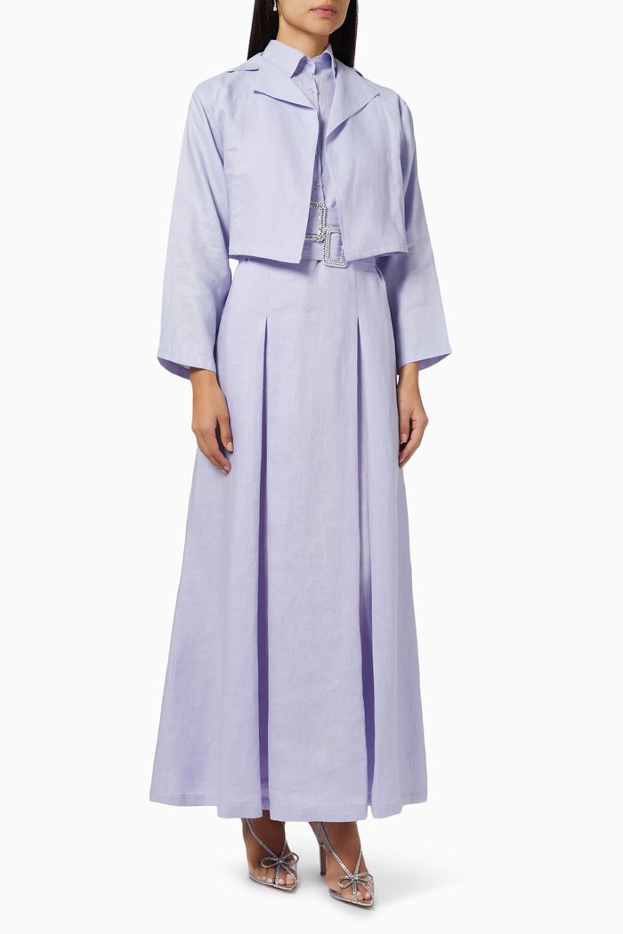 

Jacket & Dress Set in Linen, Purple