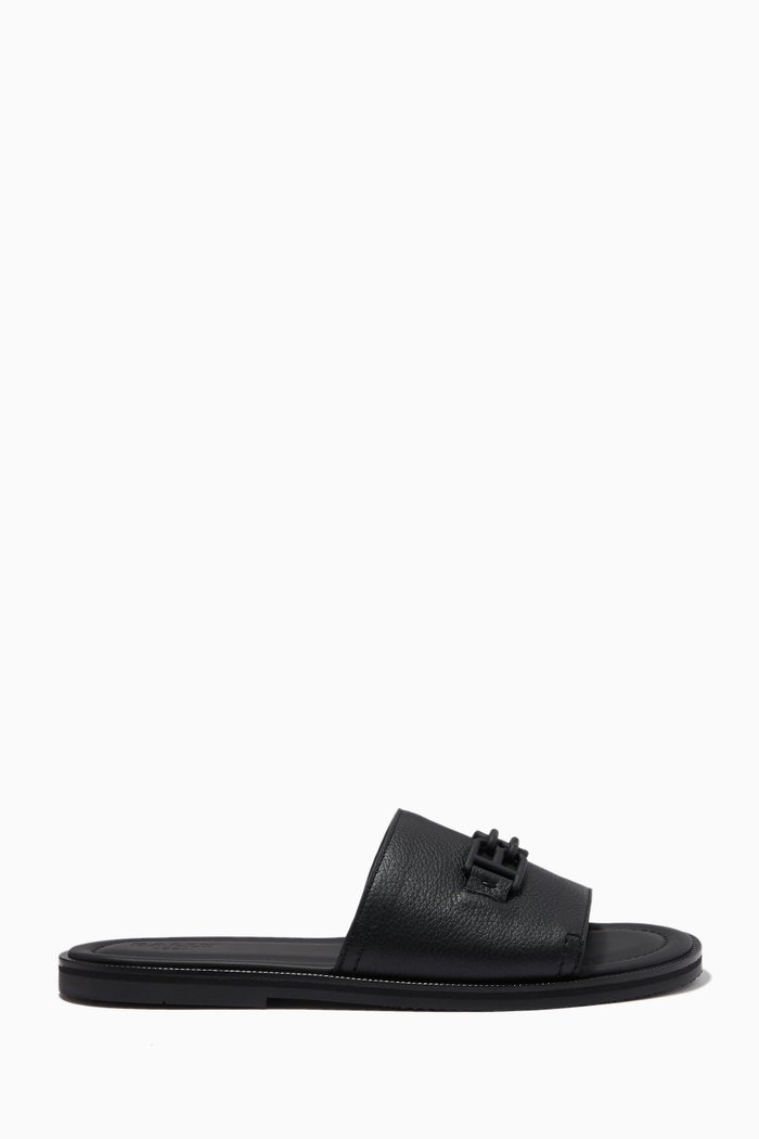 

Jareth Slide Sandals in Leather, Black