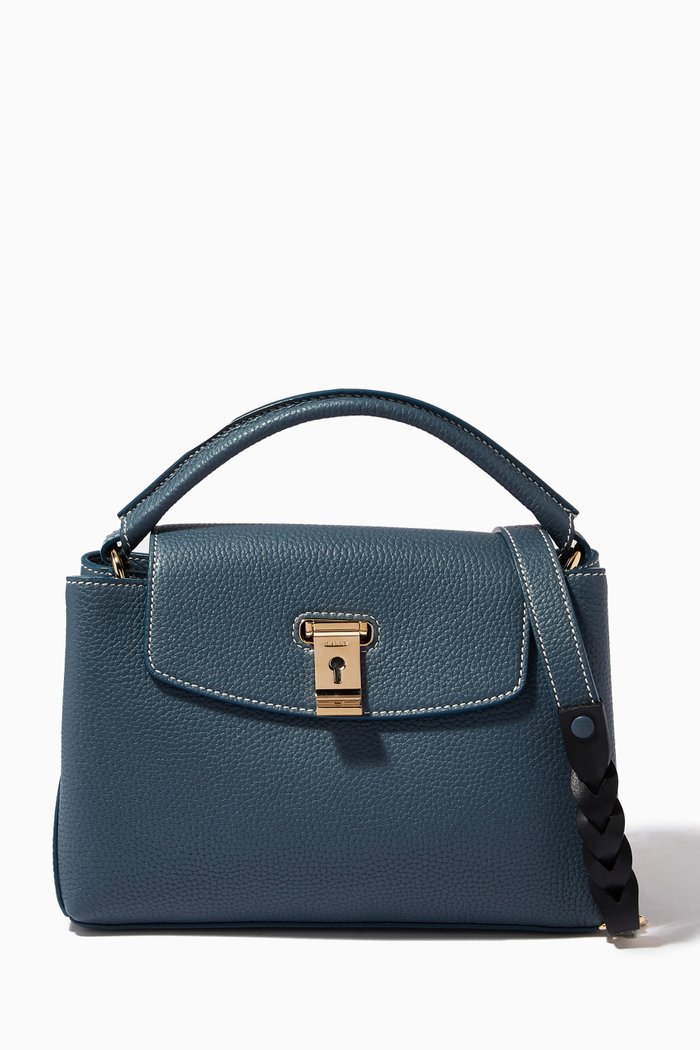 

Layka Small Top Handle Bag in Leather, Multicolour