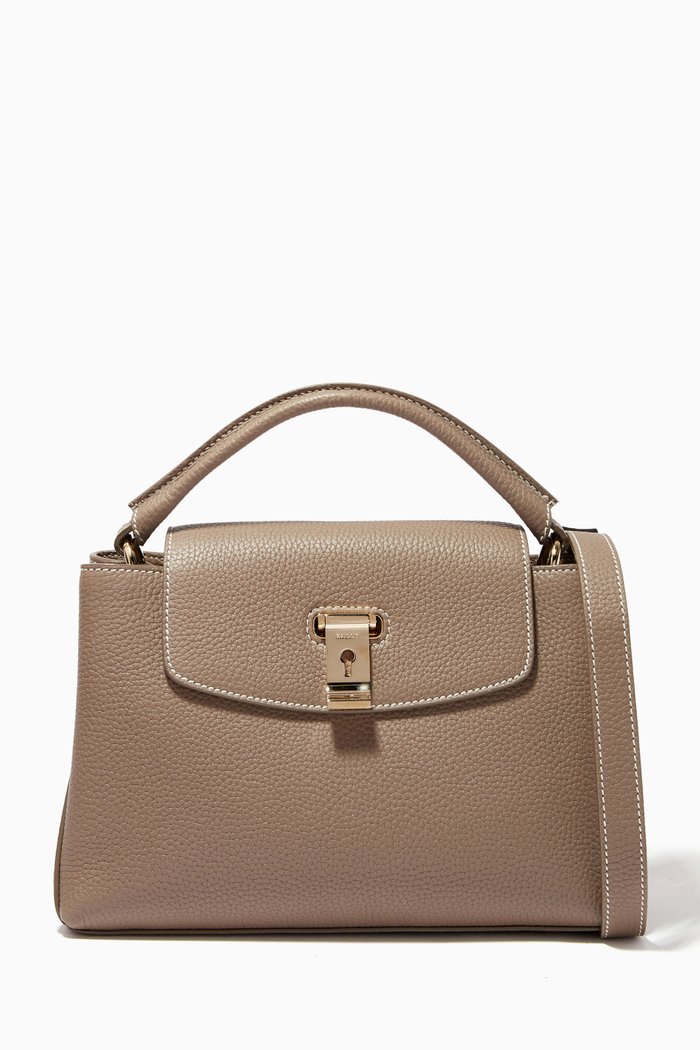 

Layka Small Top Handle Bag in Leather, Multicolour