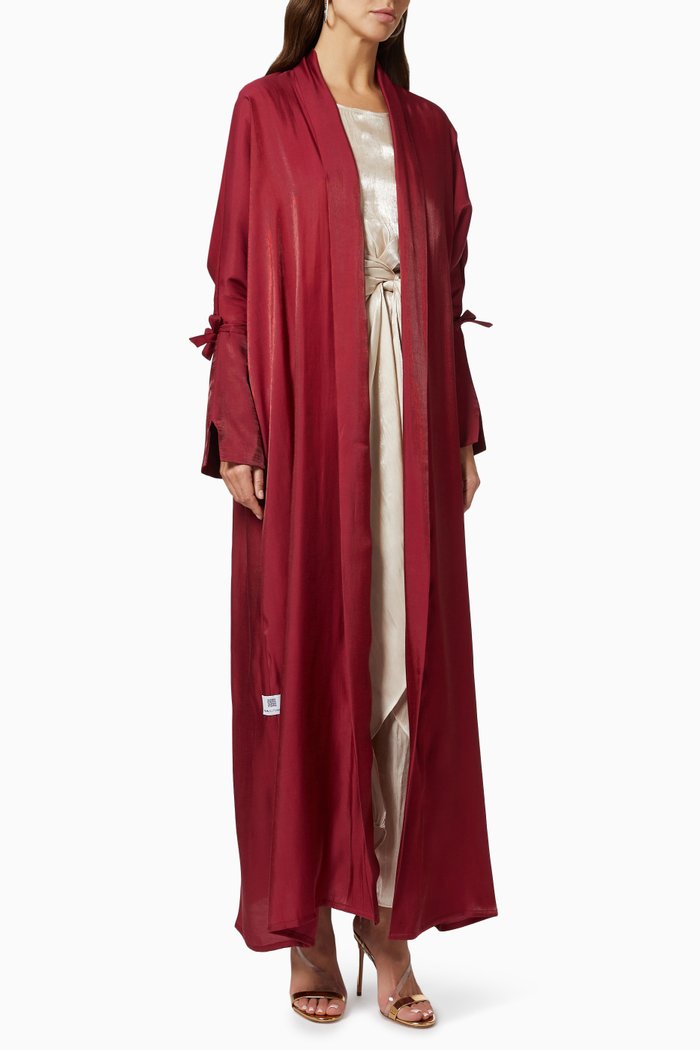 Bow Detail Abaya Set, Red