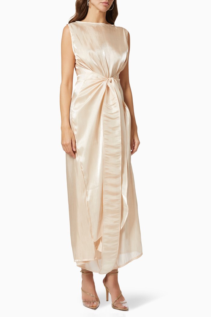 

Wrap Dress in Satin, Neutral