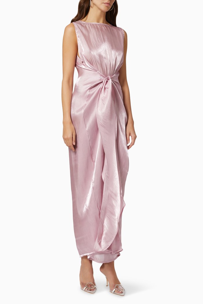 

Sleeveless Dress in Satin, Pink