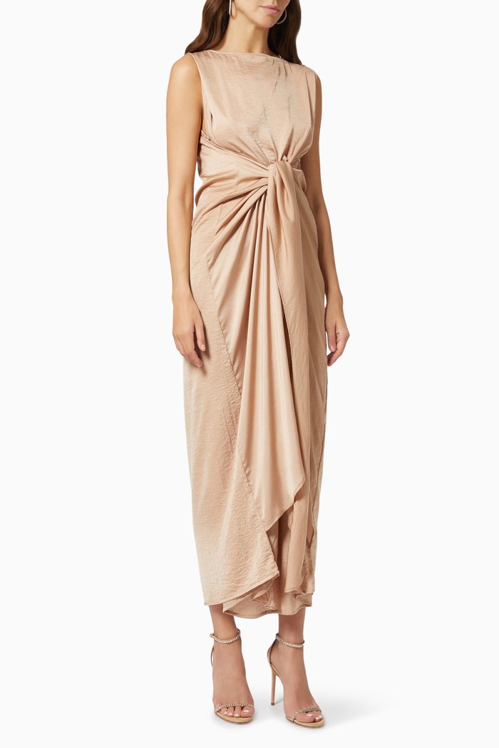 

Sleeveless Dress in Satin, Neutral